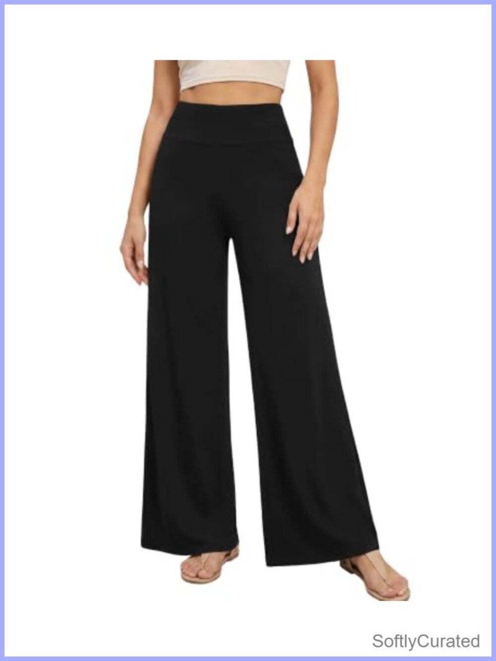 Women's Wide Leg Palazzo Pants High Rise Pull On Loose Fit Yoga Trousers